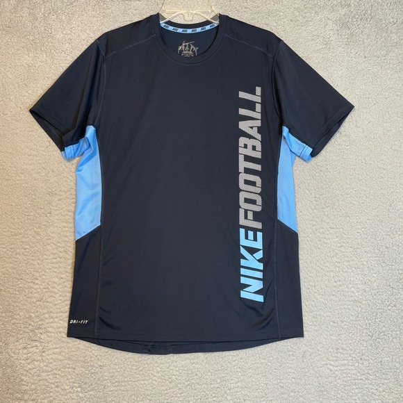 Nike Dri-FIT Football Athletic Training T-Shirt Mens Medium Gray Blue - Picture 1 of 10